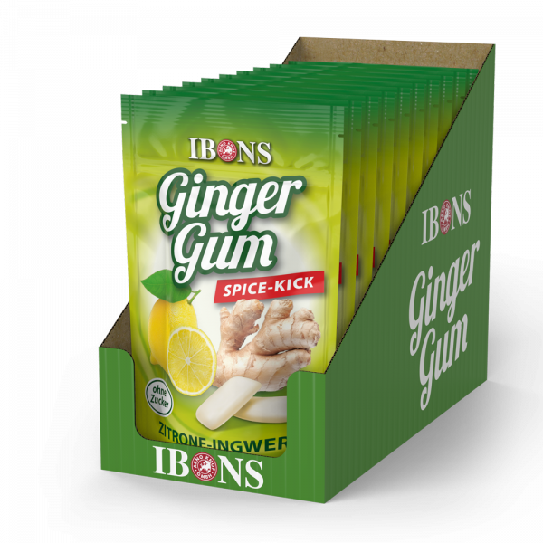 IBONS  Kaugummi Zitrone-Ingwer zuckerfrei Display