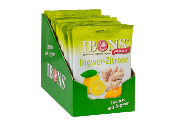 IBONS Ingwer Zitrone zuckerfrei Display
